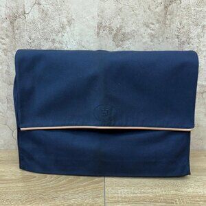Hermès Bolide Cotton Travel Pouch w/ Leather Trim in Navy Blue - Preowned